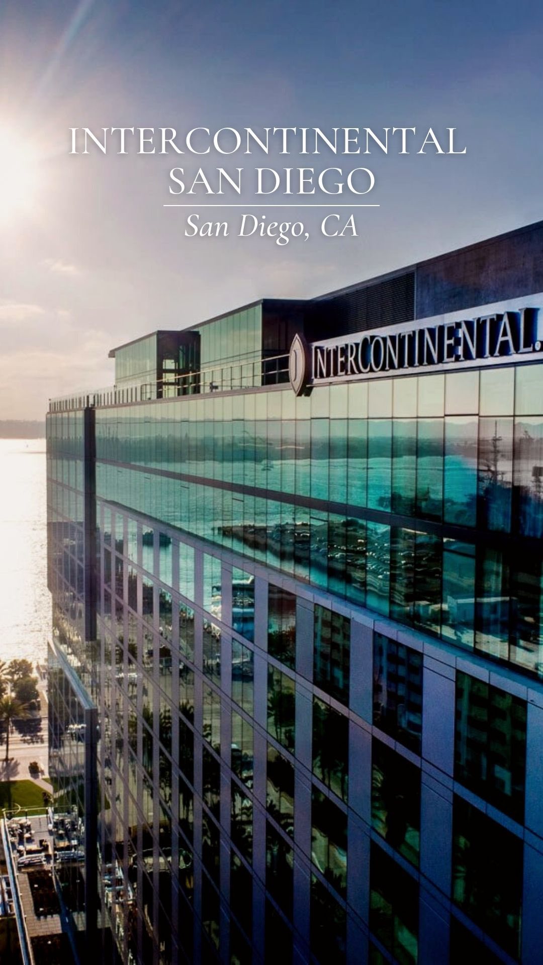 @intercontinentalsd is situated right on the Bayfront in downtown San Diego with stunning sunset views. The club rooms include daily lounge access for two people with top notch concierge service, complimentary breakfast, snacks, coffee, wine and beer, plus top floor accommodations with expansive bay view.